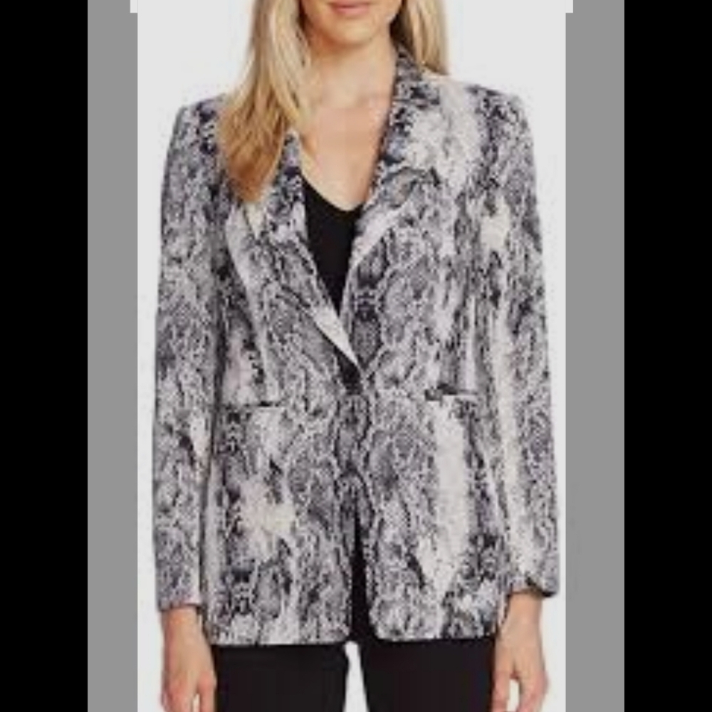 Vince Camuto Black and White Snake Print Blazer